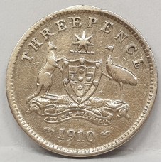AUSTRALIA 1910 . THREEPENCE . gEXTRA FINE